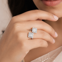 Eshvika Double Halo Crystal Silver Ring