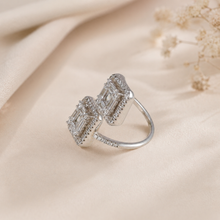 Eshvika Double Halo Crystal Silver Ring