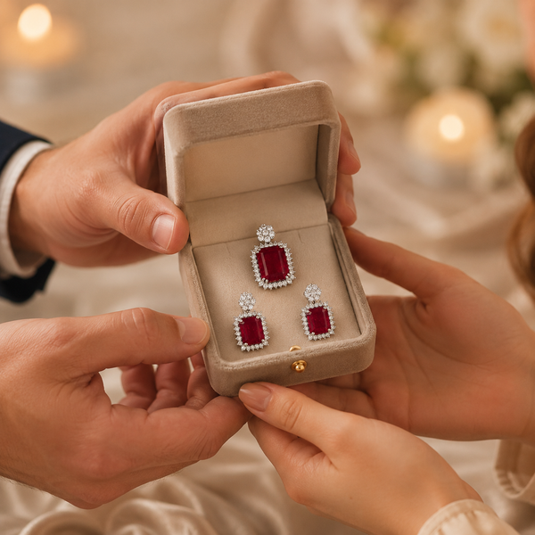 Disha Red Stone Pendant Set