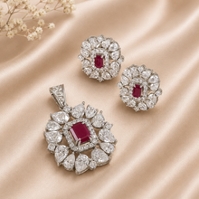 Esha Red Elegance Pendant Set