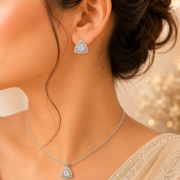 Gleaming Triangle Pendant Set