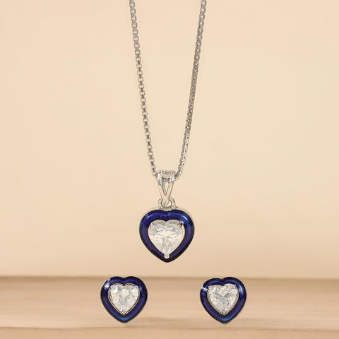 Blue Heart Elegance Pendant Set