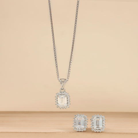 Esha Sterling Cut Solitaire Pendant Set