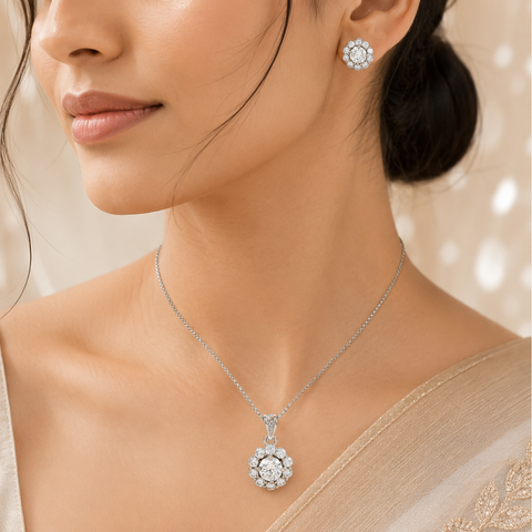 Ojasvi Flower Shaped Pendant Set