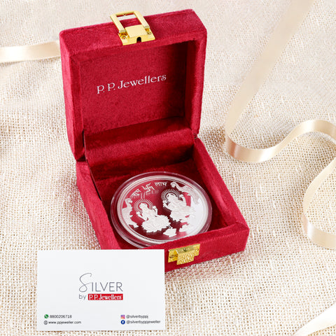 Shubh Labh 100Gm Silver Coin Lakshmi Ganesha