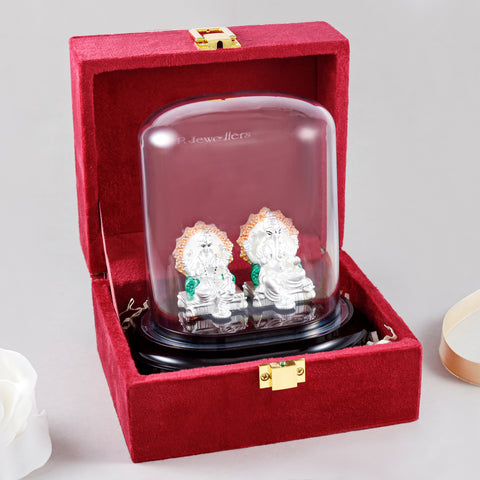 Pretty Lakshmi Ganesha Silver Idol