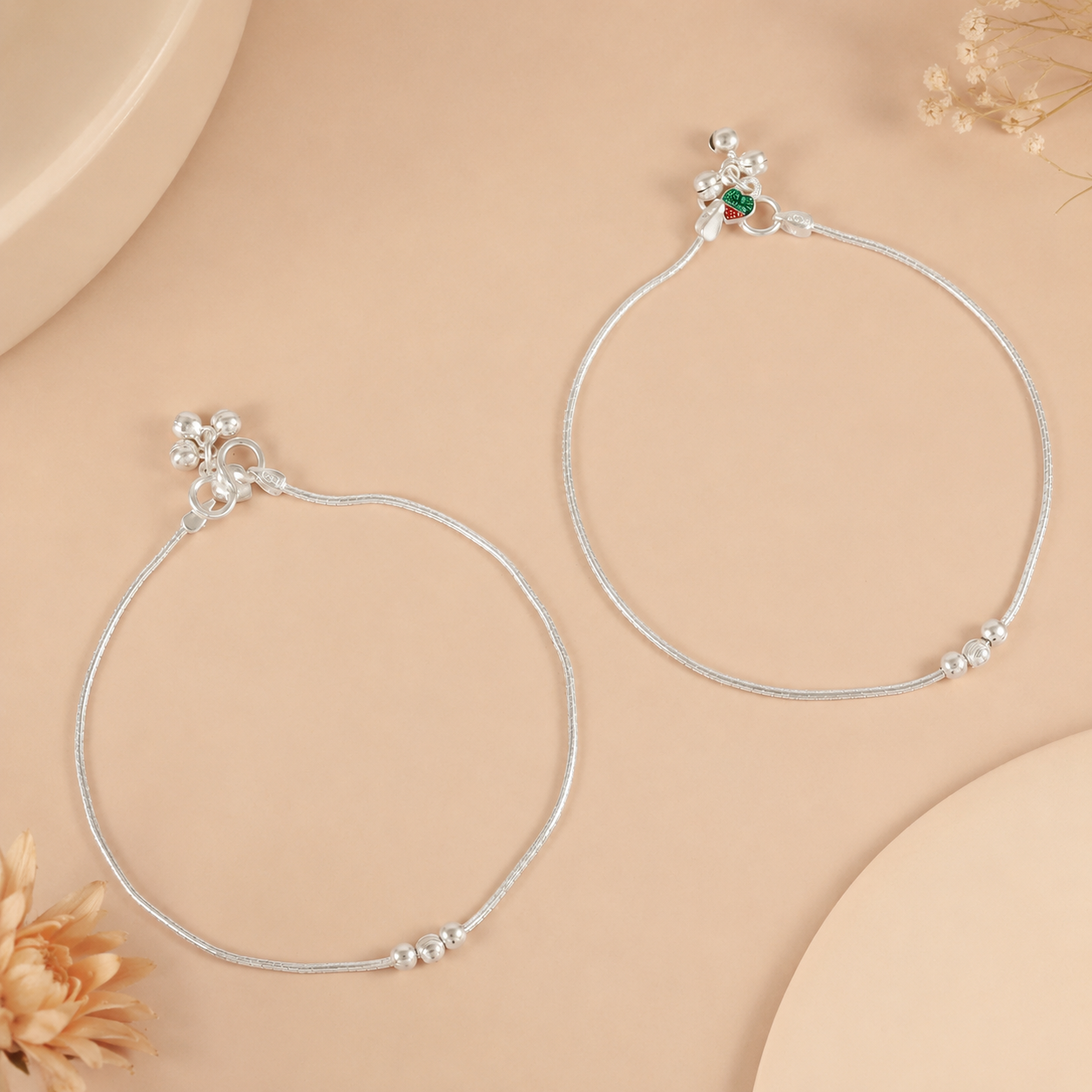 Yashvi Subtle Shine Silver Anklets