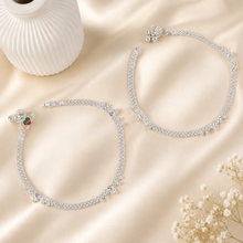 Yashvi Radiant Floral Silver Anklets
