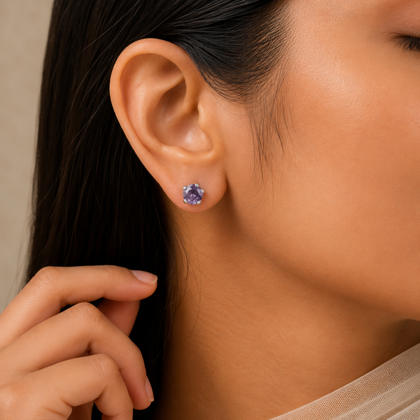 Zoya Purple Charm Silver Earrings