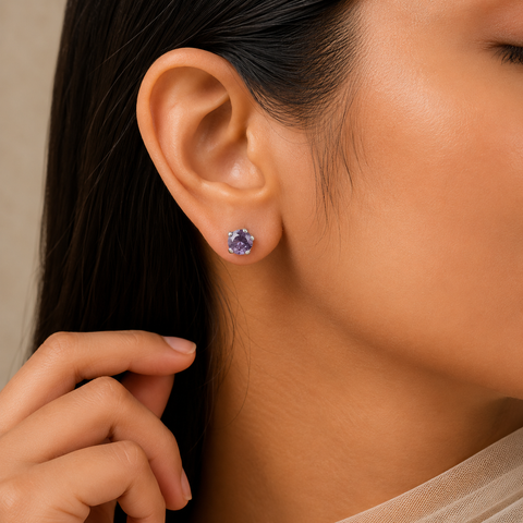 Zoya Purple Charm Silver Earrings