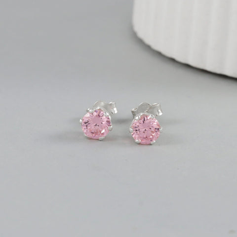Saanvi Pink Shine Silver Earrings