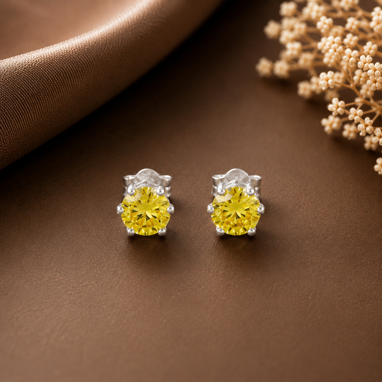 Anaya Yellow Glow Silver Earrings