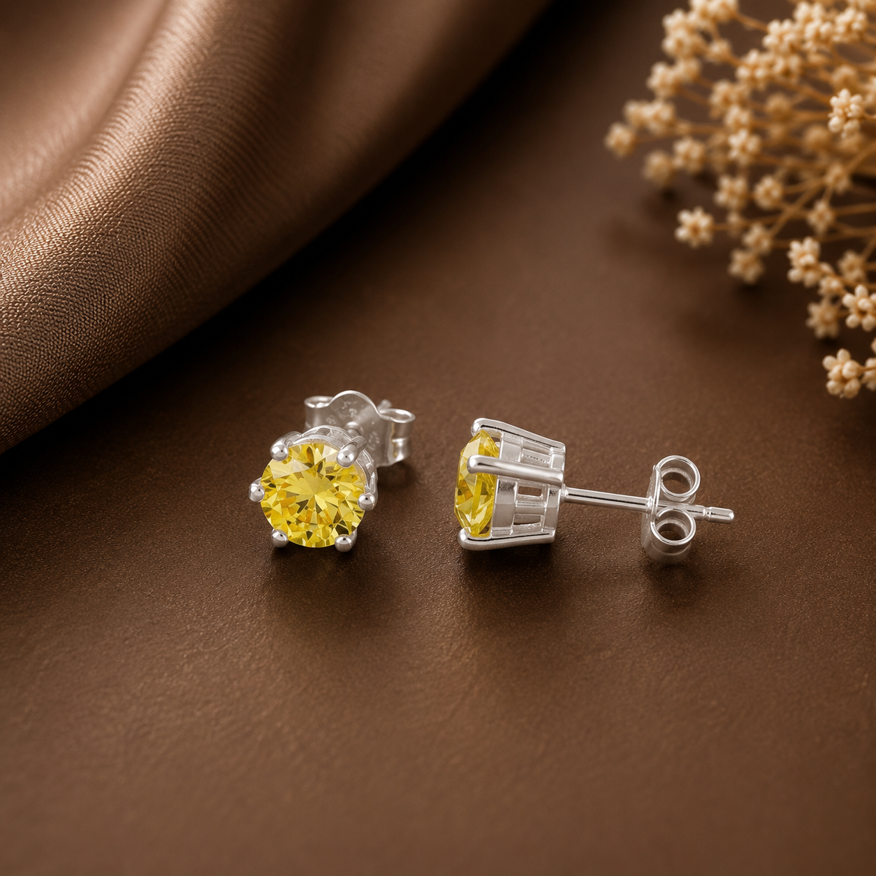Anaya Yellow Glow Silver Earrings