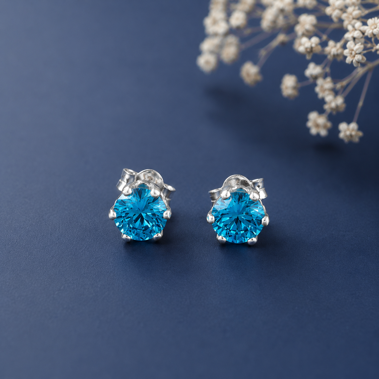 Mahi Ocean Blue Glow Silver Earrings