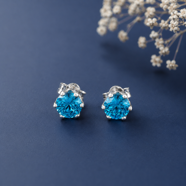 Mahi Ocean Blue Glow Silver Earrings