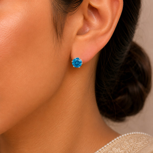 Mahi Ocean Blue Glow Silver Earrings