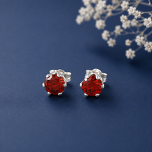 Ruhi Fiery Red Glow Silver Earrings