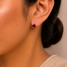 Ruhi Fiery Red Glow Silver Earrings