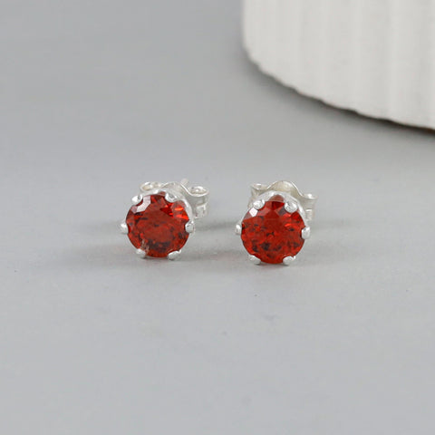 Ruhi Fiery Red Glow Silver Earrings
