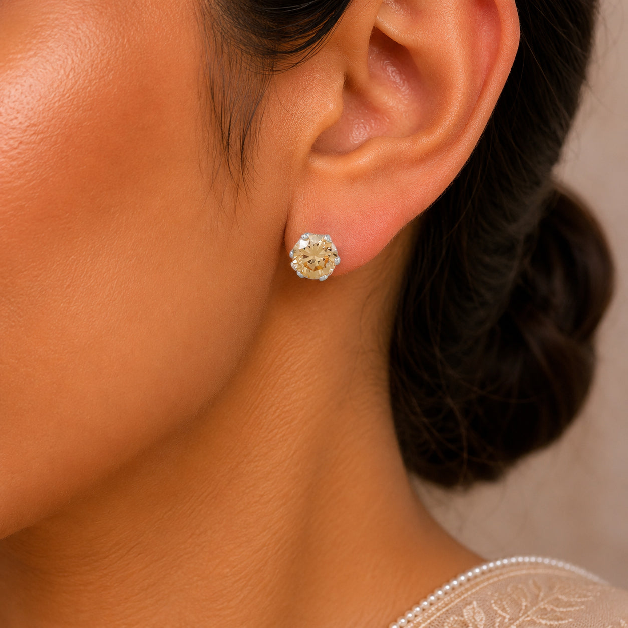 Navika Champagne Luxe Silver Earrings