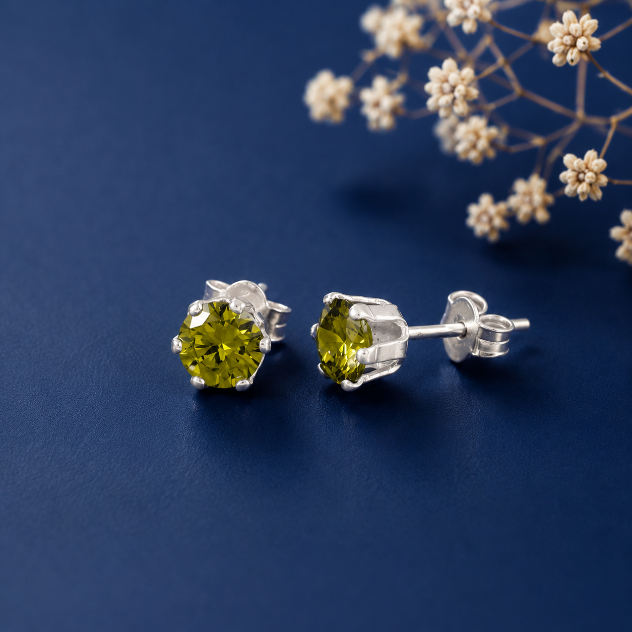 Tanvika Olive Green Silver Earrings