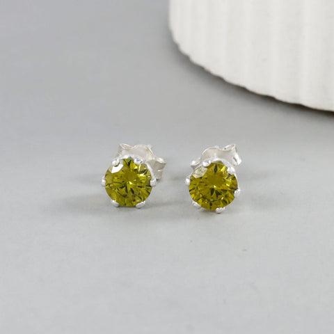 Tanvika Olive Green Silver Earrings