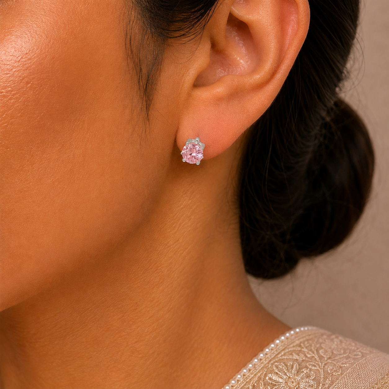 Eshita Pink Glow Silver Earrings