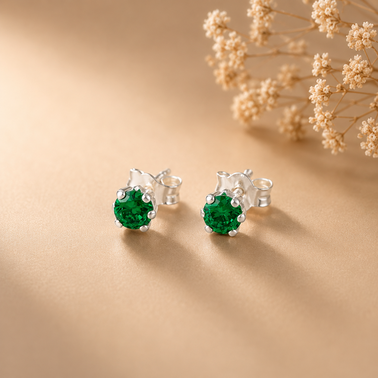Gauri Green Radiance Silver Earrings