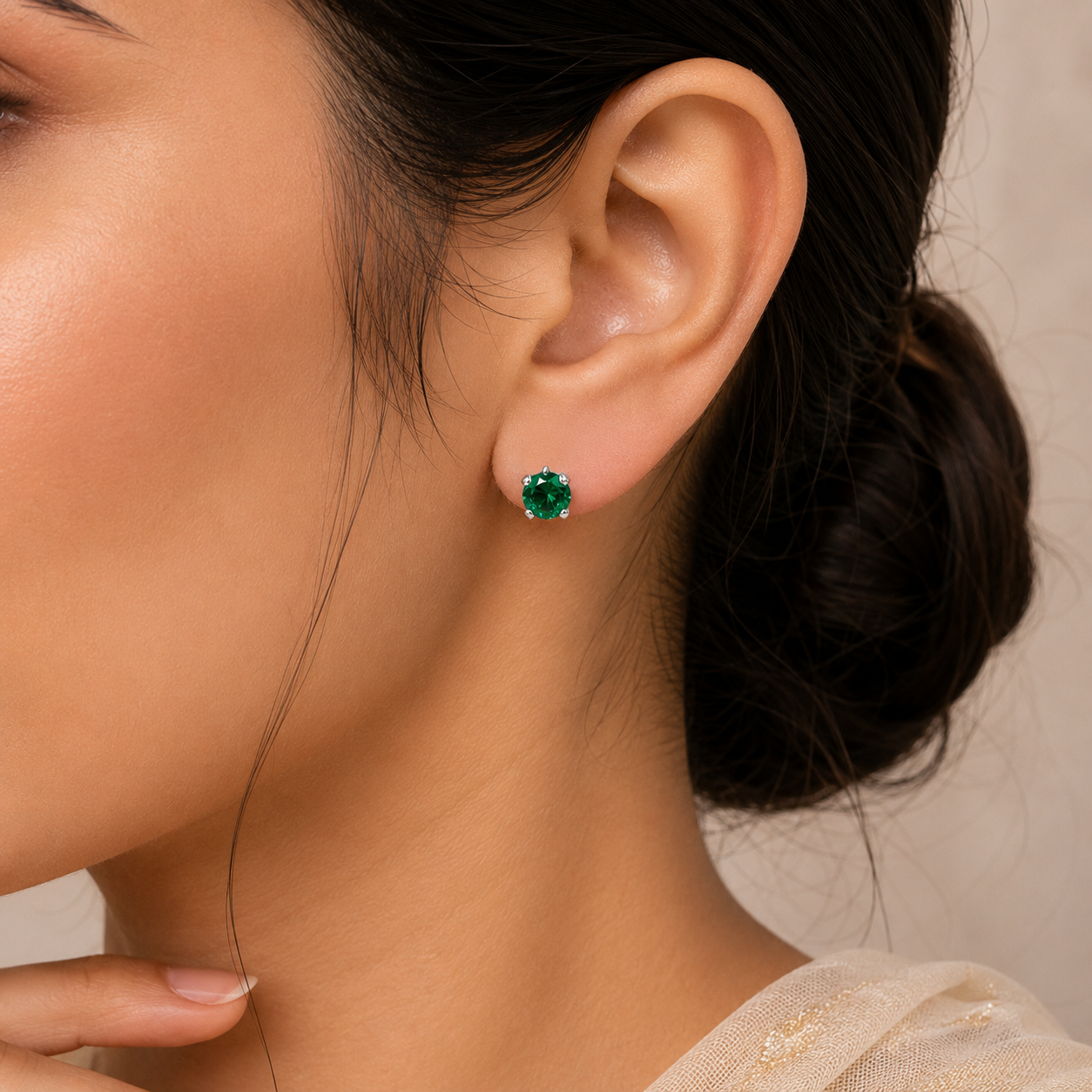 Gauri Green Radiance Silver Earrings