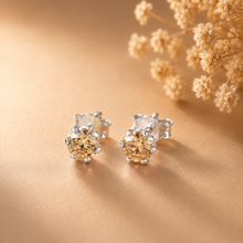 Garima Champagne Stone Silver Earrings