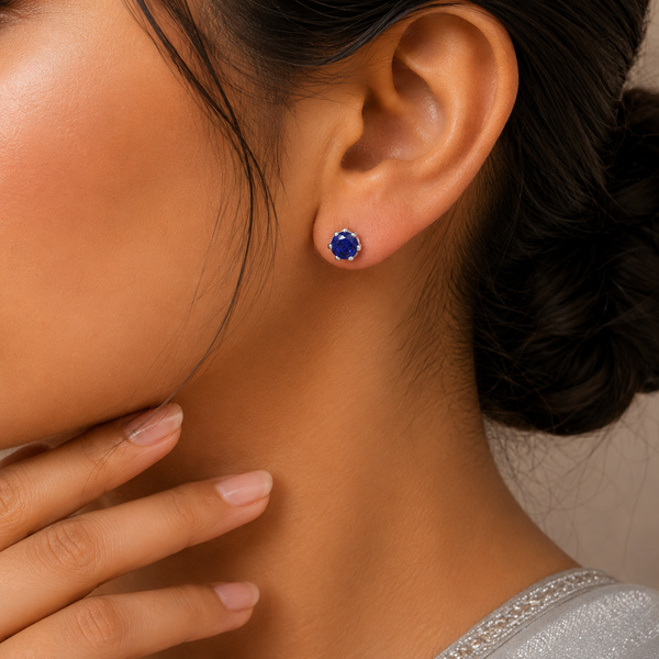 Ishani Blue Dazzle Silver Earrings