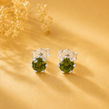 Lavanya Olive Green Stone Silver Earrings