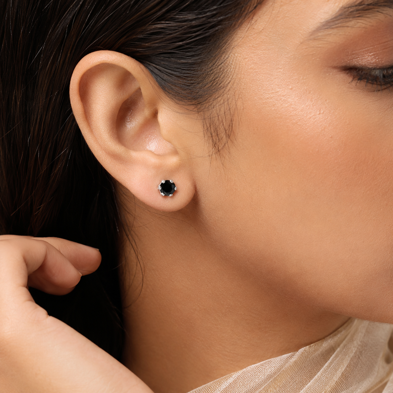 Nidhi Black Charm Silver Earrings