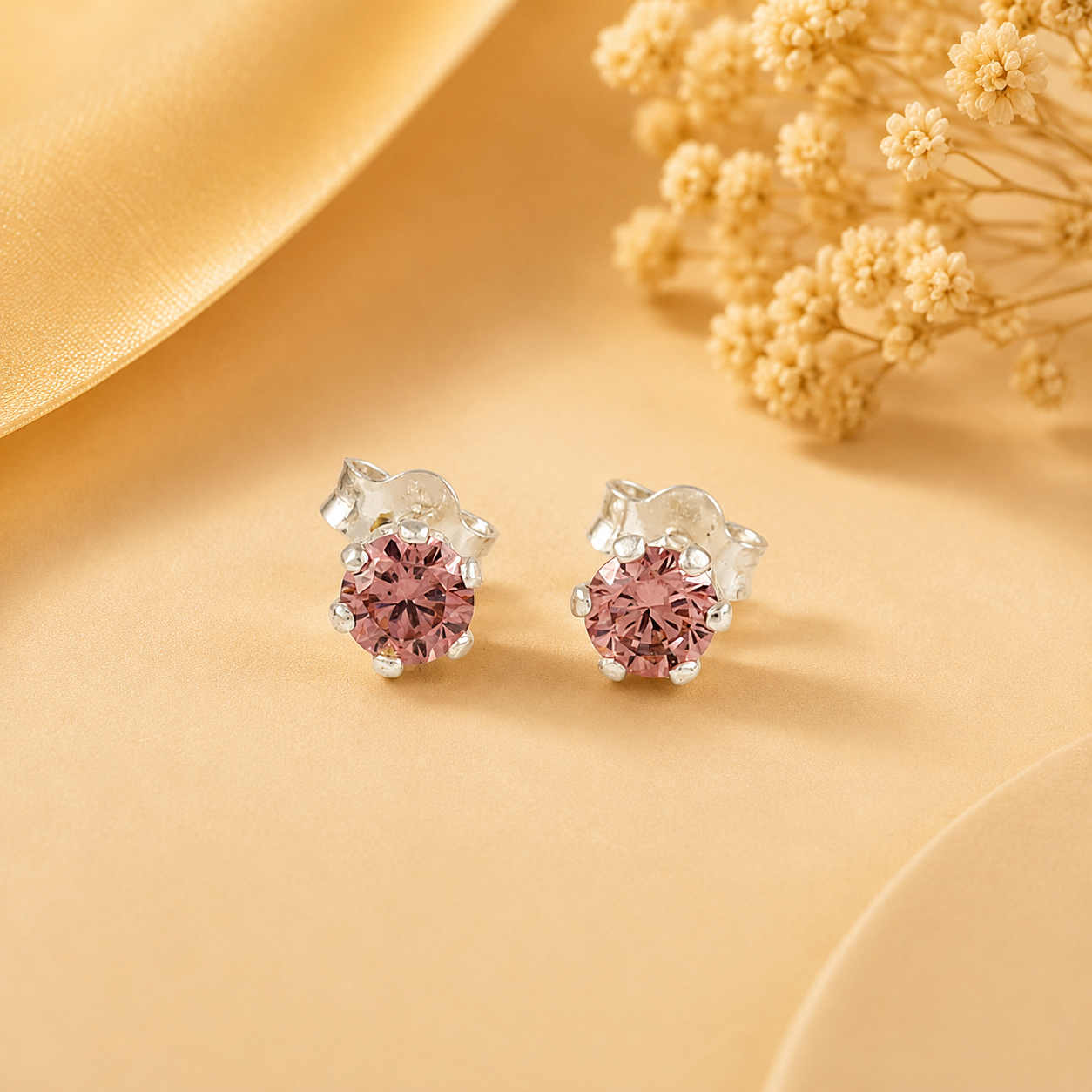 Kiara Rosy Glow Silver Earrings