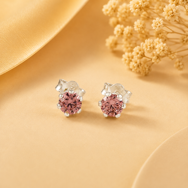 Kiara Rosy Glow Silver Earrings