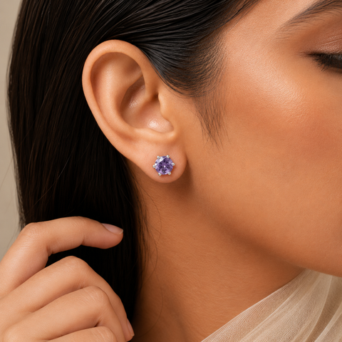 Chhaya Purple Elegance Silver Earrings