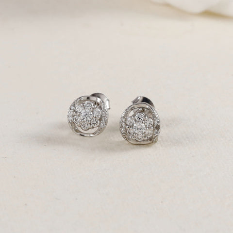 Damini Elegant Floral Silver Earrings