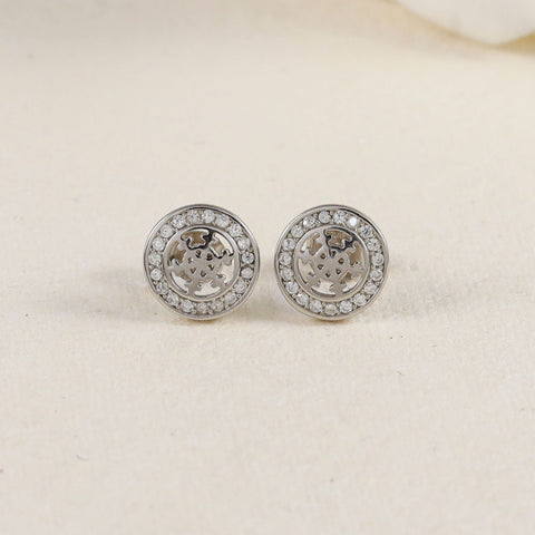 Eshita Circular Celestial Glow Silver Earrings