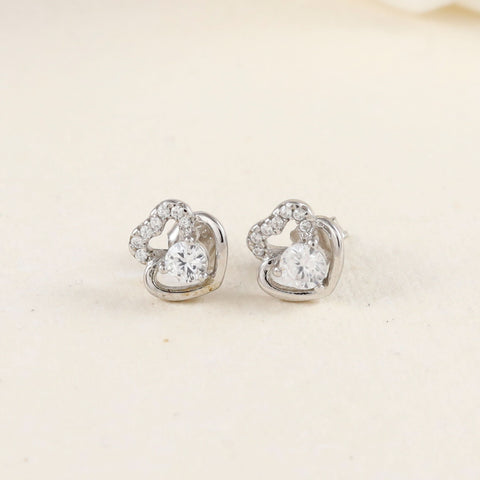 Gitika Twin Heart Elegance Silver Earrings