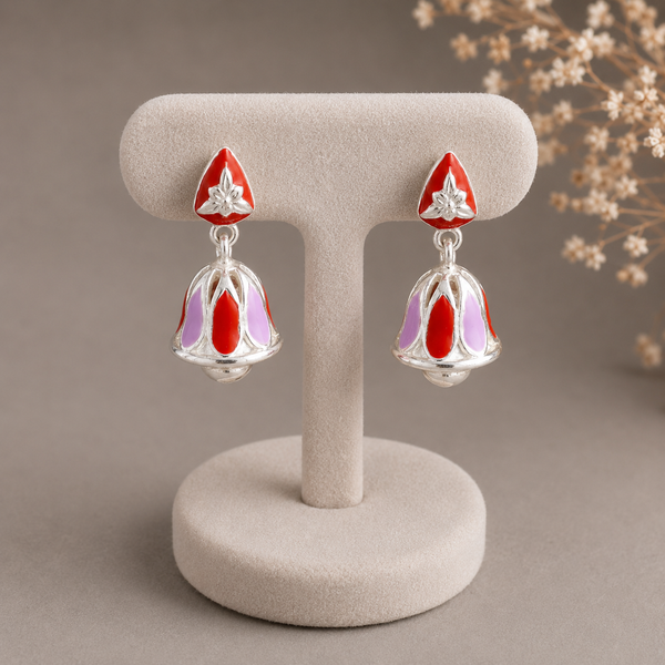 Myra Rosy Peta Silver Earrings