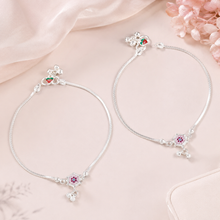 Komal Twinkle Star Silver Anklets