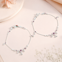 Anika Graceful Charm Silver Anklets