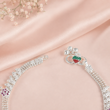 Shanaya Pink Drop Silver Anklets