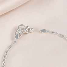 Aahana Scarlet Flower Charm Silver Anklets