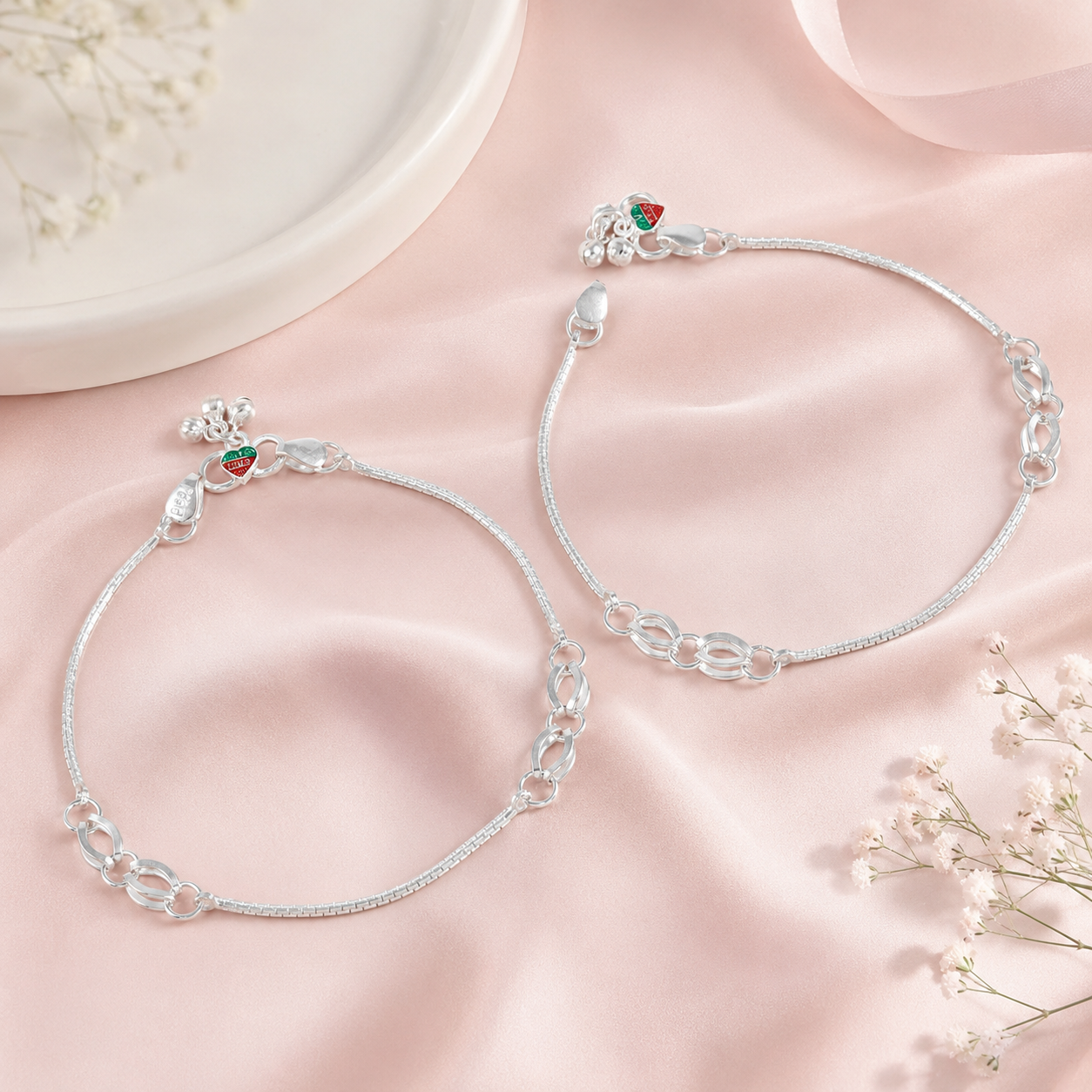 Divya Link Silver Anklets