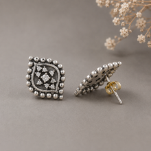 Prisha Stone Frame Silver Earrings