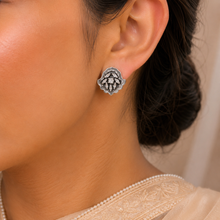 Aarna Floral Swirl Silver Earrings