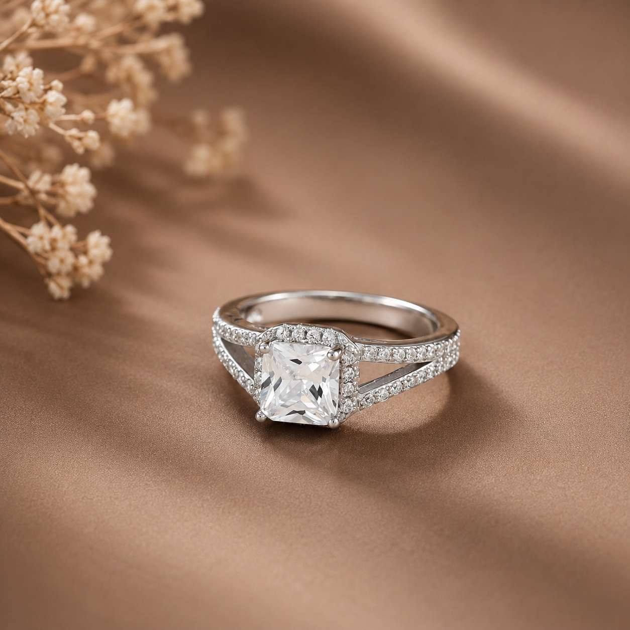 Dazzling Square Grace Silver Ring