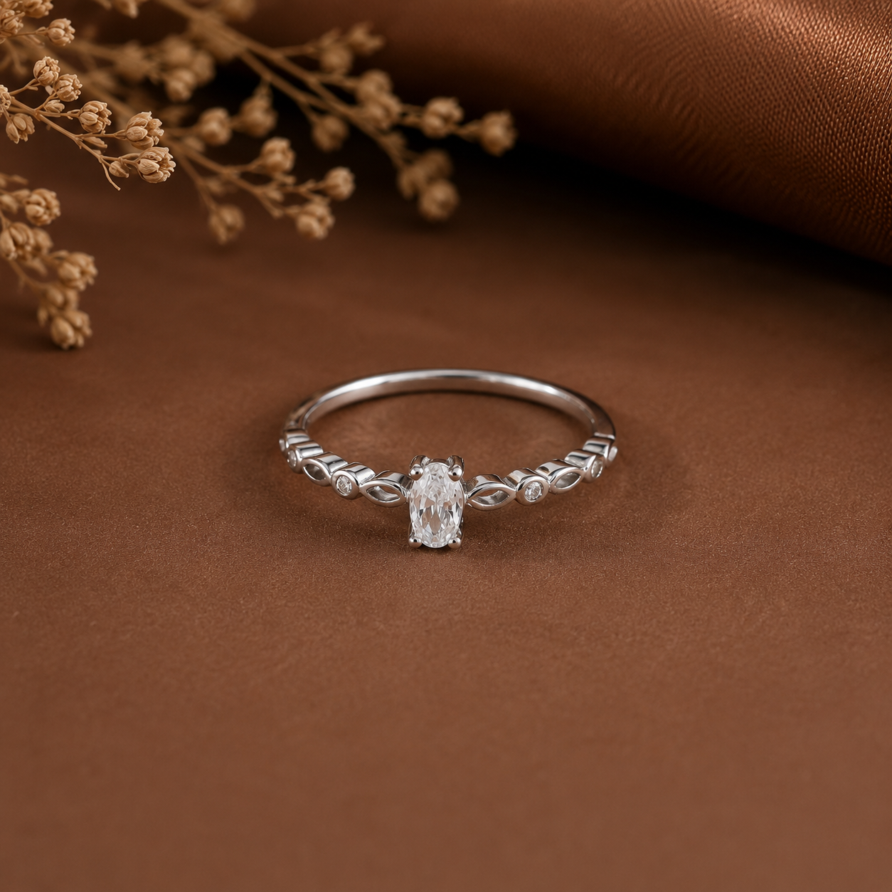 Charvi Oval Bloom Silver Ring