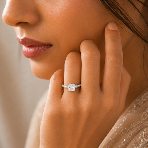 Trisha Subtle Square Glow Silver Ring